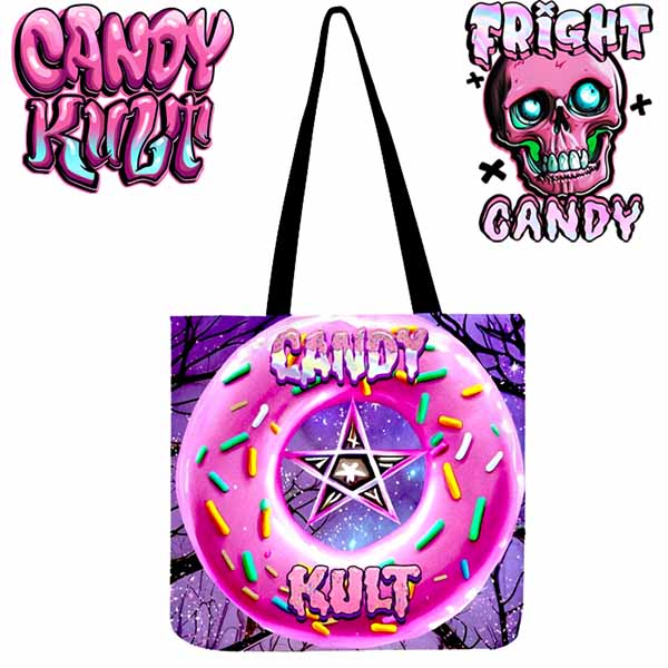 Candy Kult Donut Pentagram Fright Candy Reusable Canvas Shopping Tote - Candy Kult - Candy Cult - Cult Candy - Cake High Heels - [product_vendor}