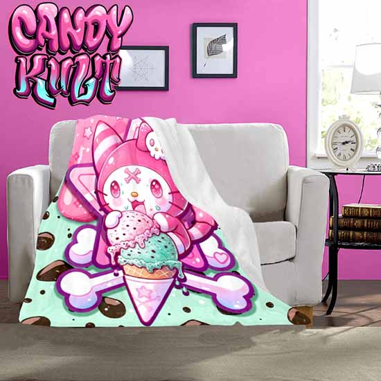 Wishbone Mint Ice Cream Kawaii Candy Micro Fleece Blanket - Candy Kult - Candy Cult - Cult Candy - Cake High Heels - [product_vendor}