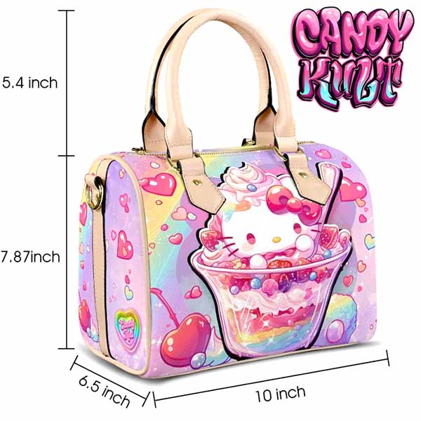 Sundae Kitty Kawaii Candy Beige Boston Crossbody Handbag - Candy Kult - Candy Cult - Cult Candy - Cake High Heels - [product_vendor}