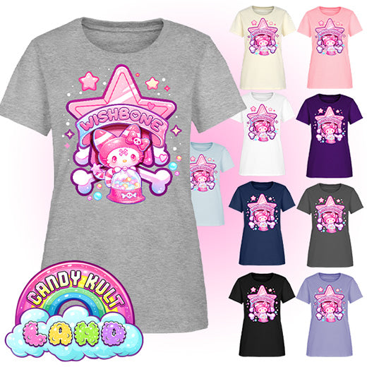 Wishbone Gumball Machine Logo - Candy Kult Land Women's FITTED T-Shirt - Candy Kult - Candy Cult - Candy Kult Land - Wishbone - Boo Kitty - Panku - Frosti - Toxic Kitten - Hex-Heart - Cult Candy - Cake High Heels - [product_vendor}