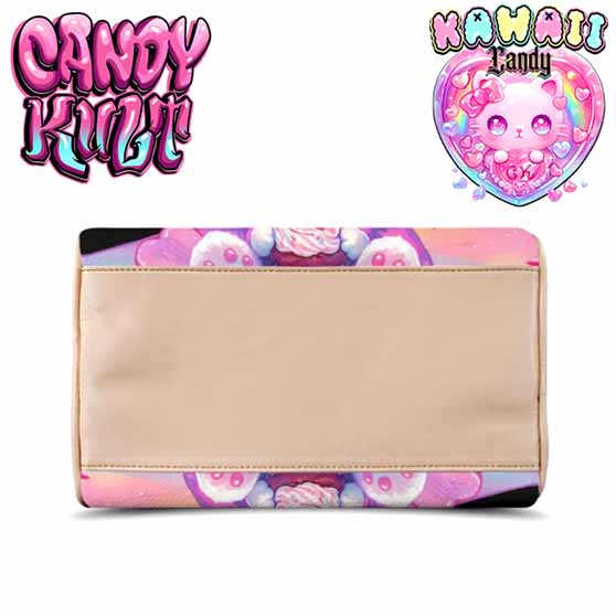 Pastel Purrfection Black Kawaii Candy Beige Boston Crossbody Handbag - Candy Kult - Candy Cult - Cult Candy - Cake High Heels - [product_vendor}