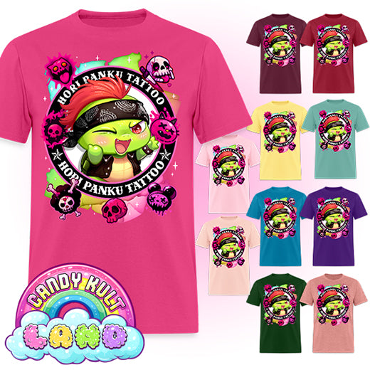 Hori Panku Tattoo Rainbow - Candy Kult Land COLOUR Men's / Unisex Classic T-Shirt - Candy Kult - Candy Cult - Candy Kult Land - Wishbone - Boo Kitty - Panku - Frosti - Toxic Kitten - Hex-Heart - Cult Candy - Cake High Heels - [product_vendor}