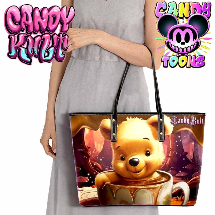 Winnie Coffee Candy Toons Large Tote Bag - Candy Kult - Candy Cult - Candy Kult Land - Wishbone - Boo Kitty - Panku - Frosti - Toxic Kitten - Hex-Heart - Cult Candy - Cake High Heels - [product_vendor}