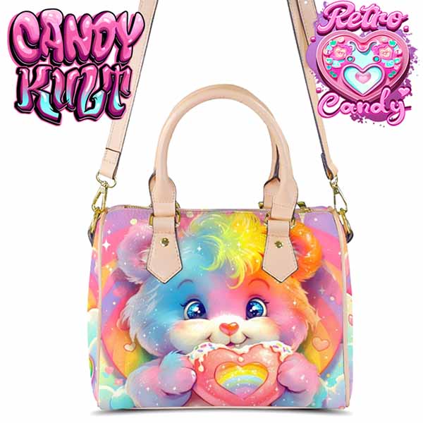 For The Love Of Rainbows Retro Candy Beige Boston Crossbody Handbag - Candy Kult - Candy Cult - Cult Candy - Cake High Heels - [product_vendor}