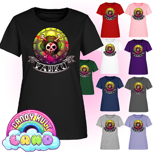 Panku Logo - Candy Kult Land Women's FITTED T-Shirt - Candy Kult - Candy Cult - Candy Kult Land - Wishbone - Boo Kitty - Panku - Frosti - Toxic Kitten - Hex-Heart - Cult Candy - Cake High Heels - [product_vendor}