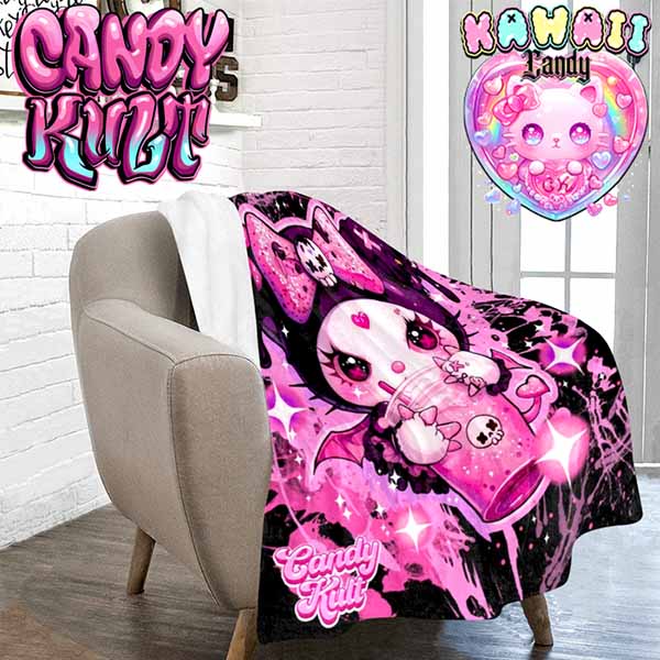 Graffiti Shake Kawaii Candy Micro Fleece Blanket - Candy Kult - Candy Cult - Cult Candy - Cake High Heels - [product_vendor}