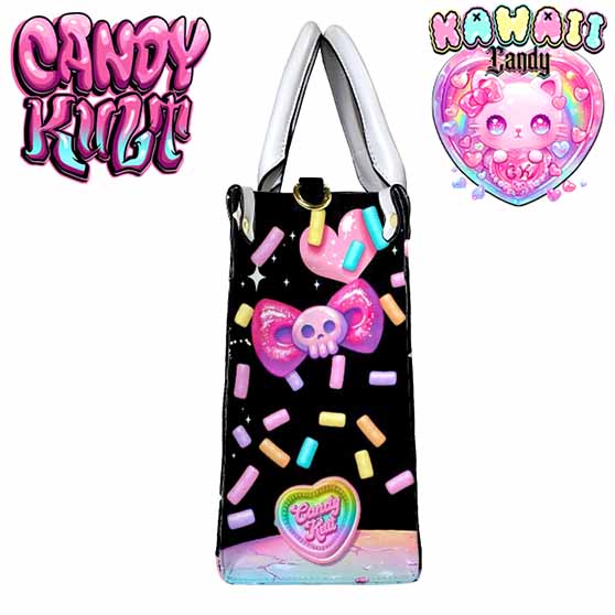 Pastel Purrfection Black Kawaii Candy White PU Leather Crossbody Handbag - Candy Kult - Candy Cult - Cult Candy - Cake High Heels - [product_vendor}