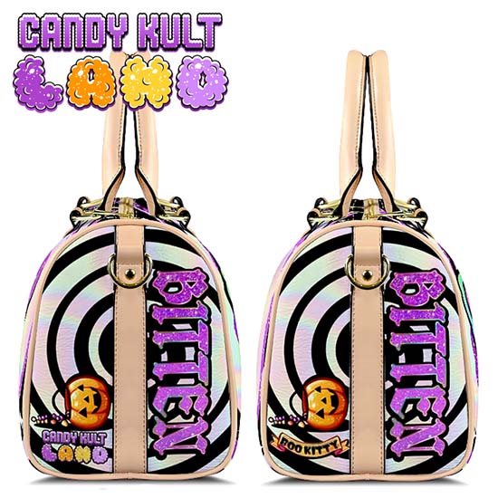 Boo Kitty Origins Bitten Candy Kult Land Beige Boston Crossbody Handbag - Candy Kult - Candy Cult - Candy Kult Land - Wishbone - Boo Kitty - Panku - Frosti - Toxic Kitten - Hex-Heart - Cult Candy - Cake High Heels - [product_vendor}