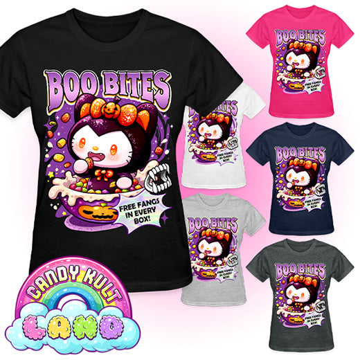 Boo Bites Cereal - Candy Kult land REGULAR FIT Ladies T-Shirt - Candy Kult - Candy Cult - Candy Kult Land - Wishbone - Boo Kitty - Panku - Frosti - Toxic Kitten - Hex-Heart - Cult Candy - Cake High Heels - [product_vendor}
