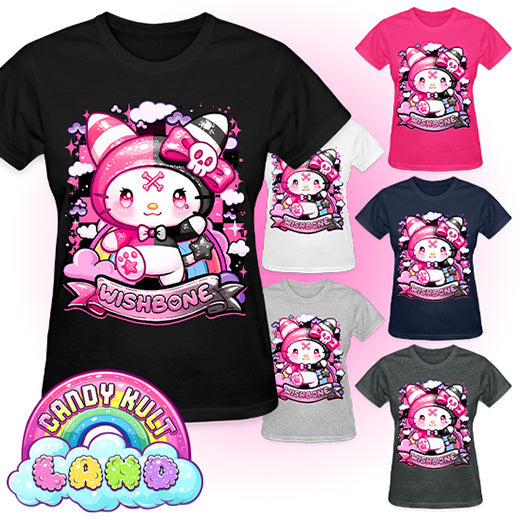 Wishbone Sparkle Punk - Candy Kult land REGULAR FIT Ladies T-Shirt - Candy Kult - Candy Cult - Candy Kult Land - Wishbone - Boo Kitty - Panku - Frosti - Toxic Kitten - Hex-Heart - Cult Candy - Cake High Heels - [product_vendor}