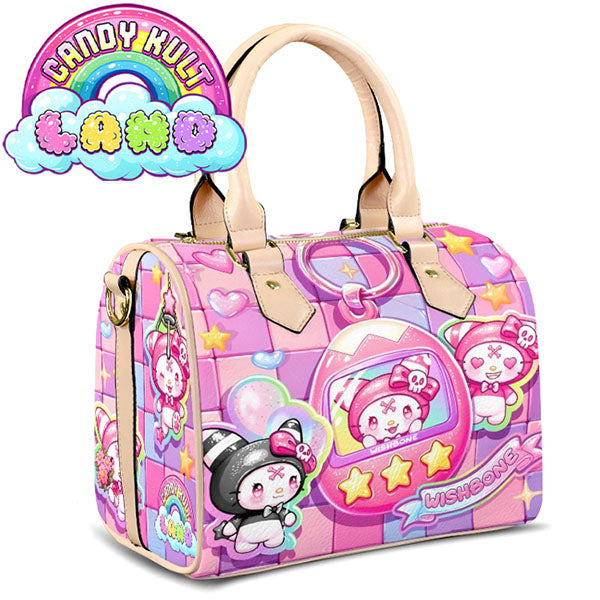 Wishbone Tamagotchi Sticker Wall Candy Kult Land Beige Boston Crossbody Handbag