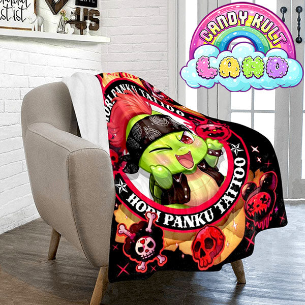 Panku Tattoo Candy Kult Land Micro Fleece Blanket - Candy Kult - Candy Cult - Candy Kult Land - Wishbone - Boo Kitty - Panku - Frosti - Toxic Kitten - Hex-Heart - Cult Candy - Cake High Heels - [product_vendor}