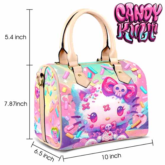 Pastel Purrfection Kawaii Candy Beige Boston Crossbody Handbag - Candy Kult - Candy Cult - Cult Candy - Cake High Heels - [product_vendor}