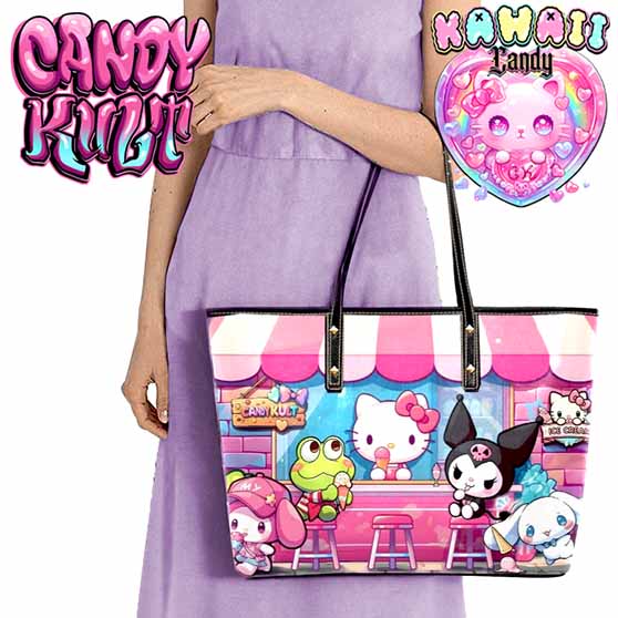 Kitty Ice Cream Shop Kawaii Candy Large Tote Bag - Candy Kult - Candy Cult - Cult Candy - Cake High Heels - [product_vendor}