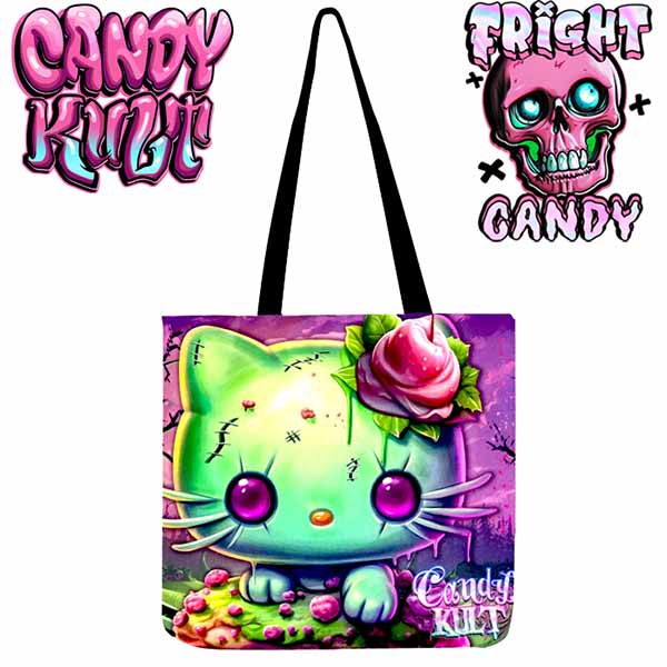 Zombie Kitty Fright Candy Reusable Canvas Shopping Tote - Candy Kult - Candy Cult - Cult Candy - Cake High Heels - [product_vendor}