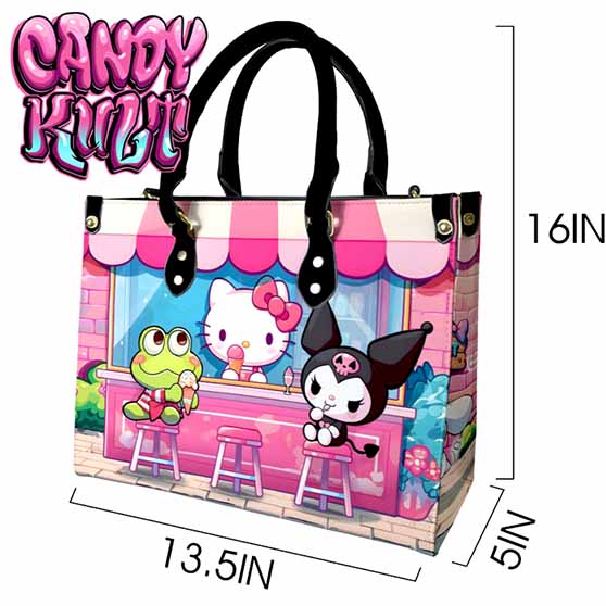 Kitty Ice Cream Shop Kawaii Candy PU Leather Crossbody Handbag - Candy Kult - Candy Cult - Cult Candy - Cake High Heels - [product_vendor}