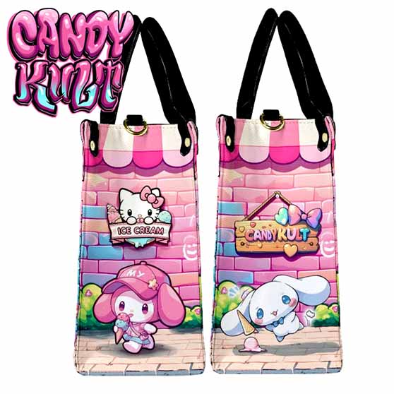 Kitty Ice Cream Shop Kawaii Candy PU Leather Crossbody Handbag - Candy Kult - Candy Cult - Cult Candy - Cake High Heels - [product_vendor}