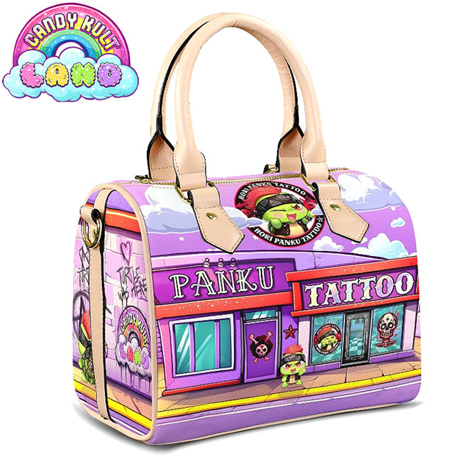 Panku Tattoo Candy Kult Land Beige Boston Crossbody Handbag