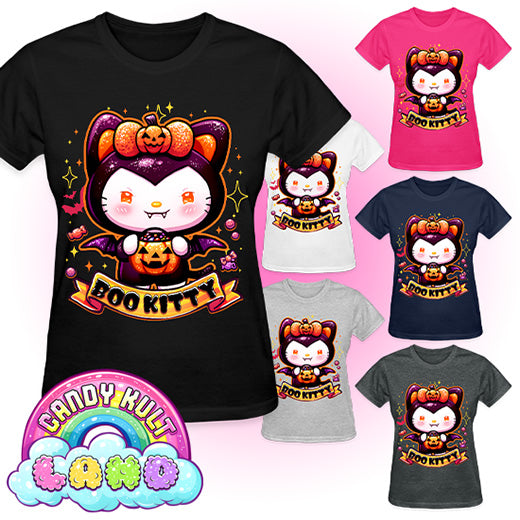 Boo Kitty - Candy Kult land REGULAR FIT Ladies T-Shirt - Candy Kult - Candy Cult - Candy Kult Land - Wishbone - Boo Kitty - Panku - Frosti - Toxic Kitten - Hex-Heart - Cult Candy - Cake High Heels - [product_vendor}
