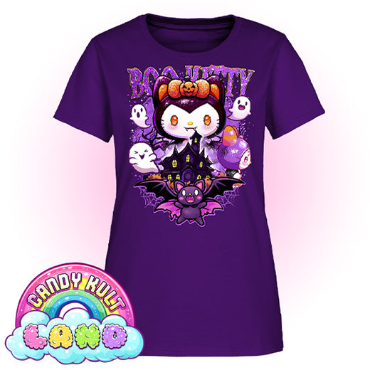 Boo Kitty Origins - Candy Kult Land Women's FITTED T-Shirt - Candy Kult - Candy Cult - Candy Kult Land - Wishbone - Boo Kitty - Panku - Frosti - Toxic Kitten - Hex-Heart - Cult Candy - Cake High Heels - [product_vendor}