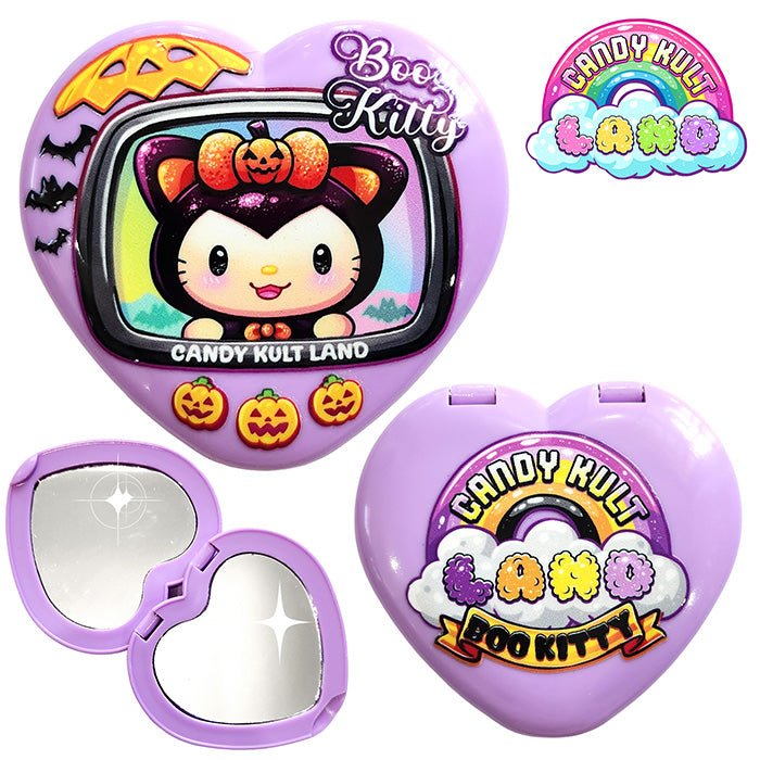 Living Boo Kitty Virtual Pet Compact Mirror Candy Kult 90s nostalgia Boo Kitty Boo Kitty Origins Candy Cult - Candy Kult Land - Wishbone - Boo Kitty - Panku - Frosti - Toxic Kitten - Hex - Heart - Cult Candy - Ca