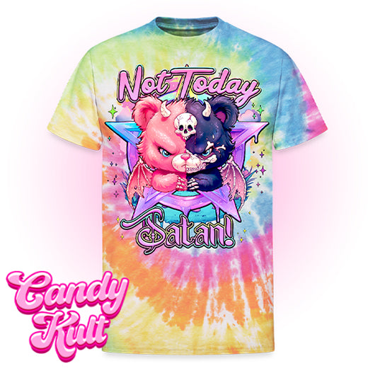 Not Today Satan Pentagram - Fright Candy Unisex Tie Dye T-Shirt - Candy Kult - Candy Cult - Candy Kult Land - Wishbone - Boo Kitty - Panku - Frosti - Toxic Kitten - Hex-Heart - Cult Candy - Cake High Heels - [product_vendor}