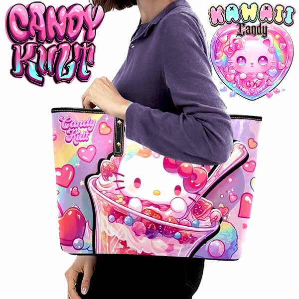 Sundae Kitty Kawaii Candy Large Tote Bag - Candy Kult - Candy Cult - Cult Candy - Cake High Heels - [product_vendor}