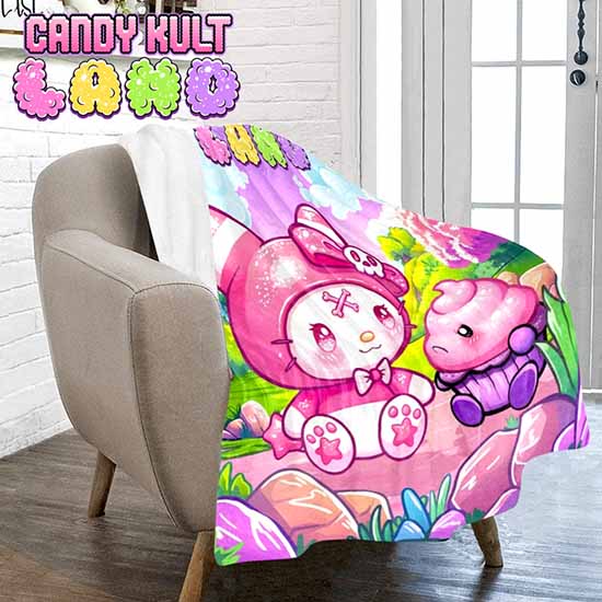 My Friend Frosti Candy Kult Land Micro Fleece Blanket Candy Kult 40 x 50 Inch Frosti Wishbone Candy Cult - Candy Kult Land - Wishbone - Boo Kitty - Panku - Frosti - Toxic Kitten - Hex - Heart - Cult Candy - Ca