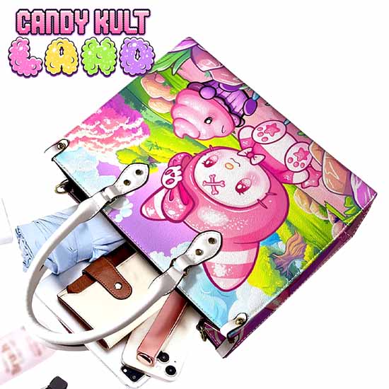 My Friend Frosti Candy Kult Land White PU Leather Crossbody Handbag Candy Kult Bag Crossbody Frosti Candy Cult - Candy Kult Land - Wishbone - Boo Kitty - Panku - Frosti - Toxic Kitten - Hex - Heart - Cult Candy - Ca