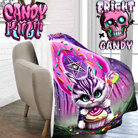 Bunny Donut Pentagram Fright Candy Micro Fleece Blanket - Candy Kult - Candy Cult - Candy Kult Land - Wishbone - Boo Kitty - Panku - Frosti - Toxic Kitten - Hex-Heart - Cult Candy - Cake High Heels - [product_vendor}