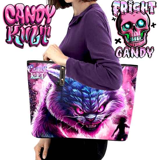 Cheshire WereCat Fright Candy Large Tote Bag - Candy Kult - Candy Cult - Candy Kult Land - Wishbone - Boo Kitty - Panku - Frosti - Toxic Kitten - Hex-Heart - Cult Candy - Cake High Heels - [product_vendor}