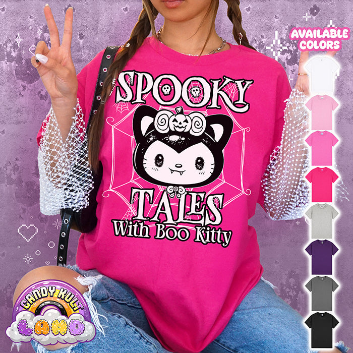 Spooky Tales With Boo Kitty - Candy Kult Land Graphic Tee