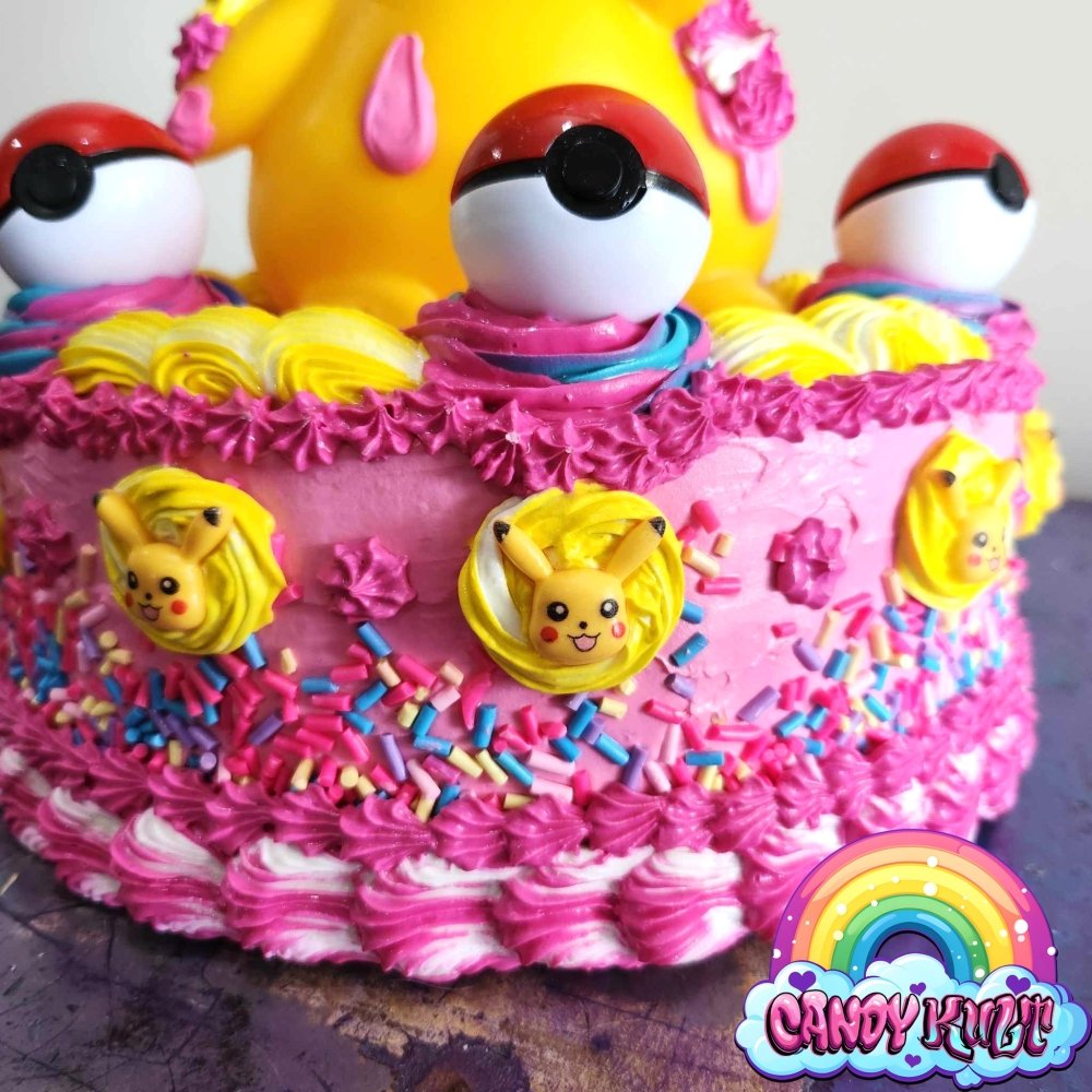 Pikachu Pink Sprinkle Cake Sculpture Candy Kult Cake pokemon Candy Cult - Candy Kult Land - Wishbone - Boo Kitty - Panku - Frosti - Toxic Kitten - Hex - Heart - Cult Candy - Ca