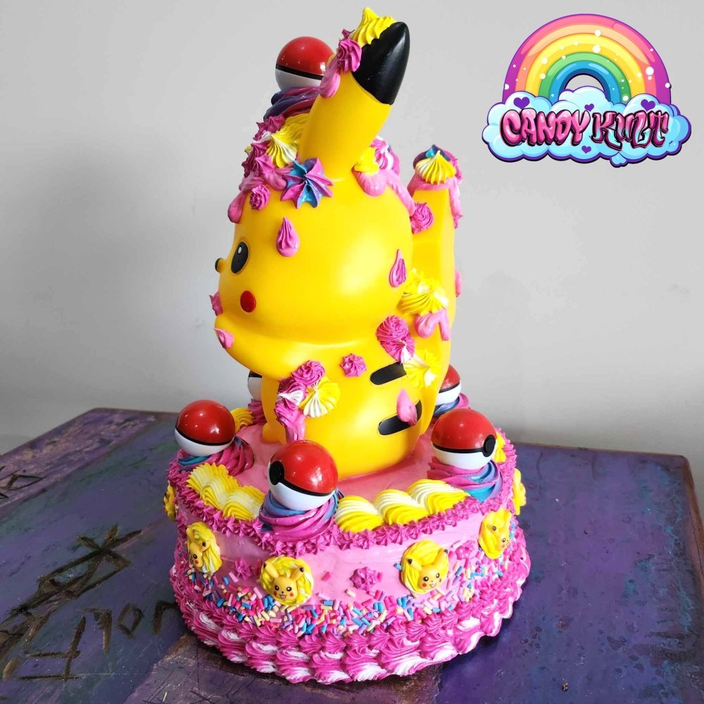 Pikachu Pink Sprinkle Cake Sculpture Candy Kult Cake pokemon Candy Cult - Candy Kult Land - Wishbone - Boo Kitty - Panku - Frosti - Toxic Kitten - Hex - Heart - Cult Candy - Ca
