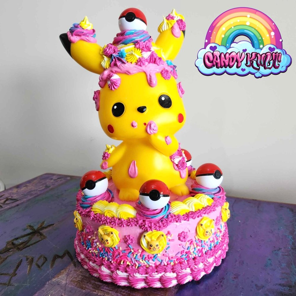 Pikachu Pink Sprinkle Cake Sculpture Candy Kult Cake pokemon Candy Cult - Candy Kult Land - Wishbone - Boo Kitty - Panku - Frosti - Toxic Kitten - Hex - Heart - Cult Candy - Ca