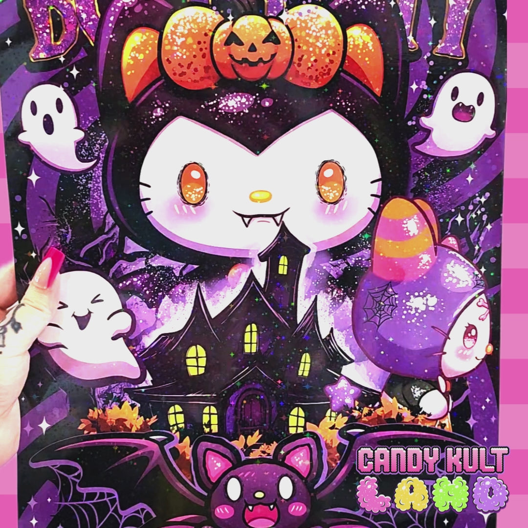 Boo Kitty Origins Signed Holographic A3 Art Poster