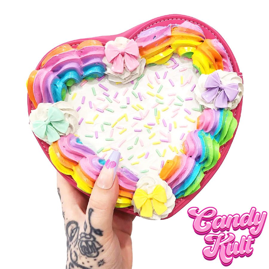 Rainbow Confetti Cake Candy Kult Convertible Crossbody Bag / Hand Bag Candy Kult Bag Crossbody Candy Cult - Candy Kult Land - Wishbone - Boo Kitty - Panku - Frosti - Toxic Kitten - Hex - Heart - Cult Candy - Ca
