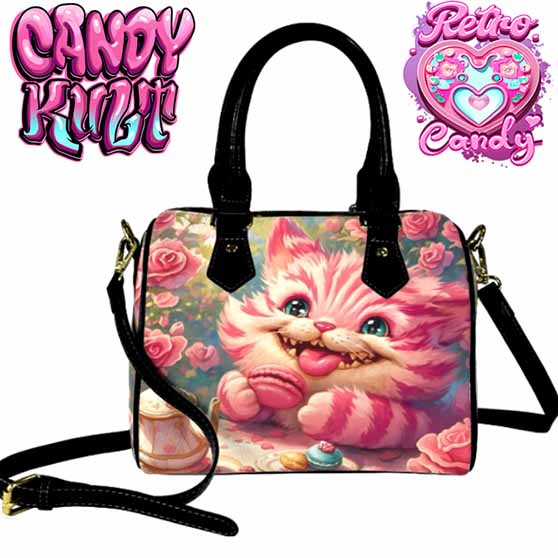 Rose Garden Tea Party Retro Candy Boston Crossbody Handbag Candy Kult Alice In Wonderland Bag Cheshire Cat Candy Cult - Candy Kult Land - Wishbone - Boo Kitty - Panku - Frosti - Toxic Kitten - Hex - Heart - Cult Candy - Ca