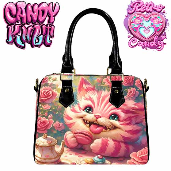 Rose Garden Tea Party Retro Candy Boston Crossbody Handbag Candy Kult Alice In Wonderland Bag Cheshire Cat Candy Cult - Candy Kult Land - Wishbone - Boo Kitty - Panku - Frosti - Toxic Kitten - Hex - Heart - Cult Candy - Ca