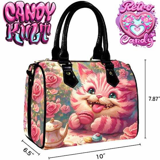 Rose Garden Tea Party Retro Candy Boston Crossbody Handbag Candy Kult Alice In Wonderland Bag Cheshire Cat Candy Cult - Candy Kult Land - Wishbone - Boo Kitty - Panku - Frosti - Toxic Kitten - Hex - Heart - Cult Candy - Ca