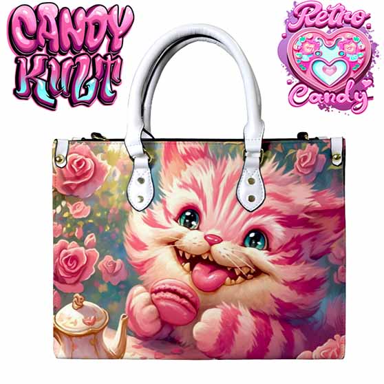 Rose Garden Tea Party Retro Candy White PU Leather Crossbody Handbag Candy Kult Alice In Wonderland Bag Cheshire Cat Candy Cult - Candy Kult Land - Wishbone - Boo Kitty - Panku - Frosti - Toxic Kitten - Hex - Heart - Cult Candy - Ca