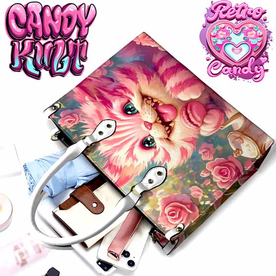 Rose Garden Tea Party Retro Candy White PU Leather Crossbody Handbag Candy Kult Alice In Wonderland Bag Cheshire Cat Candy Cult - Candy Kult Land - Wishbone - Boo Kitty - Panku - Frosti - Toxic Kitten - Hex - Heart - Cult Candy - Ca
