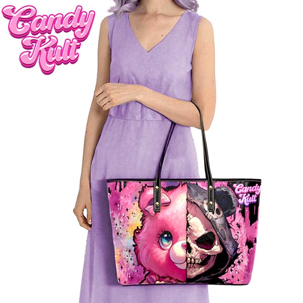 Split Personality Bear Fright Candy Large Tote Bag Candy Kult Bag care bears handbag Candy Cult - Candy Kult Land - Wishbone - Boo Kitty - Panku - Frosti - Toxic Kitten - Hex - Heart - Cult Candy - Ca