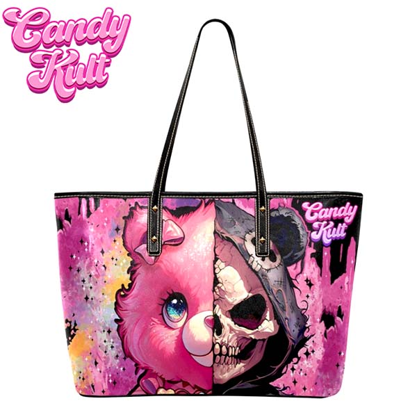 Split Personality Bear Fright Candy Large Tote Bag Candy Kult Bag care bears handbag Candy Cult - Candy Kult Land - Wishbone - Boo Kitty - Panku - Frosti - Toxic Kitten - Hex - Heart - Cult Candy - Ca