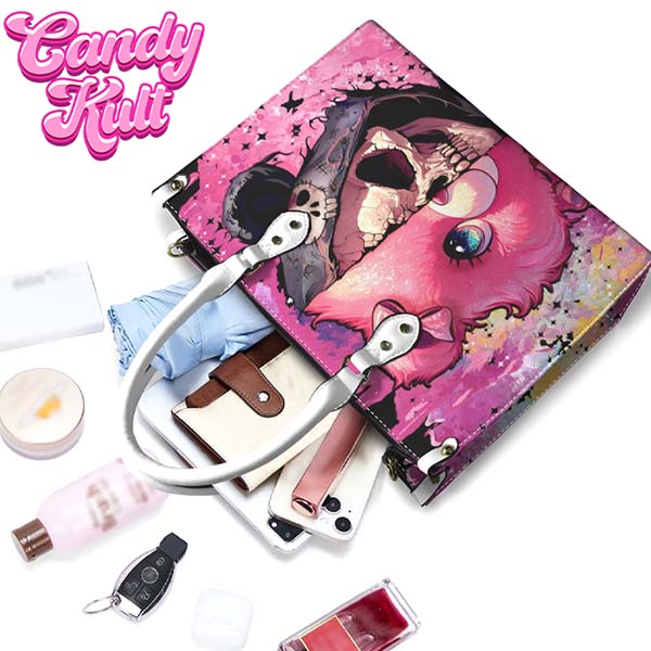 Split Personality Bear Fright Candy White PU Leather Crossbody Handbag Candy Kult Bag care bears Crossbody Candy Cult - Candy Kult Land - Wishbone - Boo Kitty - Panku - Frosti - Toxic Kitten - Hex - Heart - Cult Candy - Ca