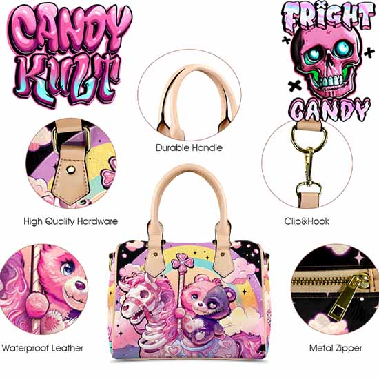 Spooky Bear Carousel Fright Candy Beige Boston Crossbody Handbag Candy Kult Bag care bears Crossbody Candy Cult - Candy Kult Land - Wishbone - Boo Kitty - Panku - Frosti - Toxic Kitten - Hex - Heart - Cult Candy - Ca
