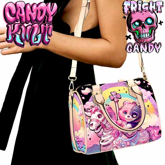 Spooky Bear Carousel Fright Candy Beige Boston Crossbody Handbag Candy Kult Bag care bears Crossbody Candy Cult - Candy Kult Land - Wishbone - Boo Kitty - Panku - Frosti - Toxic Kitten - Hex - Heart - Cult Candy - Ca