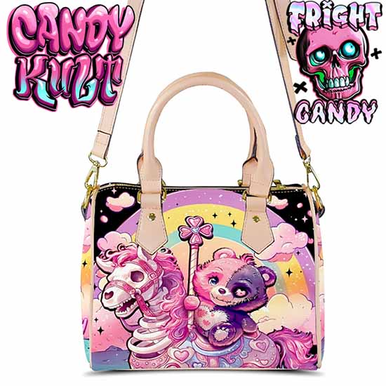 Spooky Bear Carousel Fright Candy Beige Boston Crossbody Handbag Candy Kult Bag care bears Crossbody Candy Cult - Candy Kult Land - Wishbone - Boo Kitty - Panku - Frosti - Toxic Kitten - Hex - Heart - Cult Candy - Ca