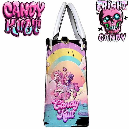 Spooky Bear Carousel Fright Candy White PU Leather Crossbody Handbag Candy Kult Bag care bears Crossbody Candy Cult - Candy Kult Land - Wishbone - Boo Kitty - Panku - Frosti - Toxic Kitten - Hex - Heart - Cult Candy - Ca