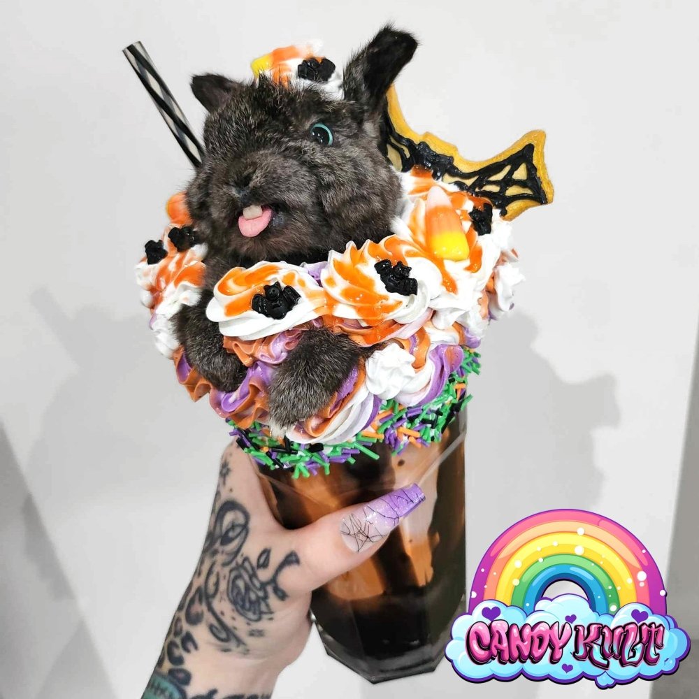 Spooky Milkshake Bunny LARGE Milkshake Candy Kult bunny milkshake taxidermy Candy Cult - Candy Kult Land - Wishbone - Boo Kitty - Panku - Frosti - Toxic Kitten - Hex - Heart - Cult Candy - Ca